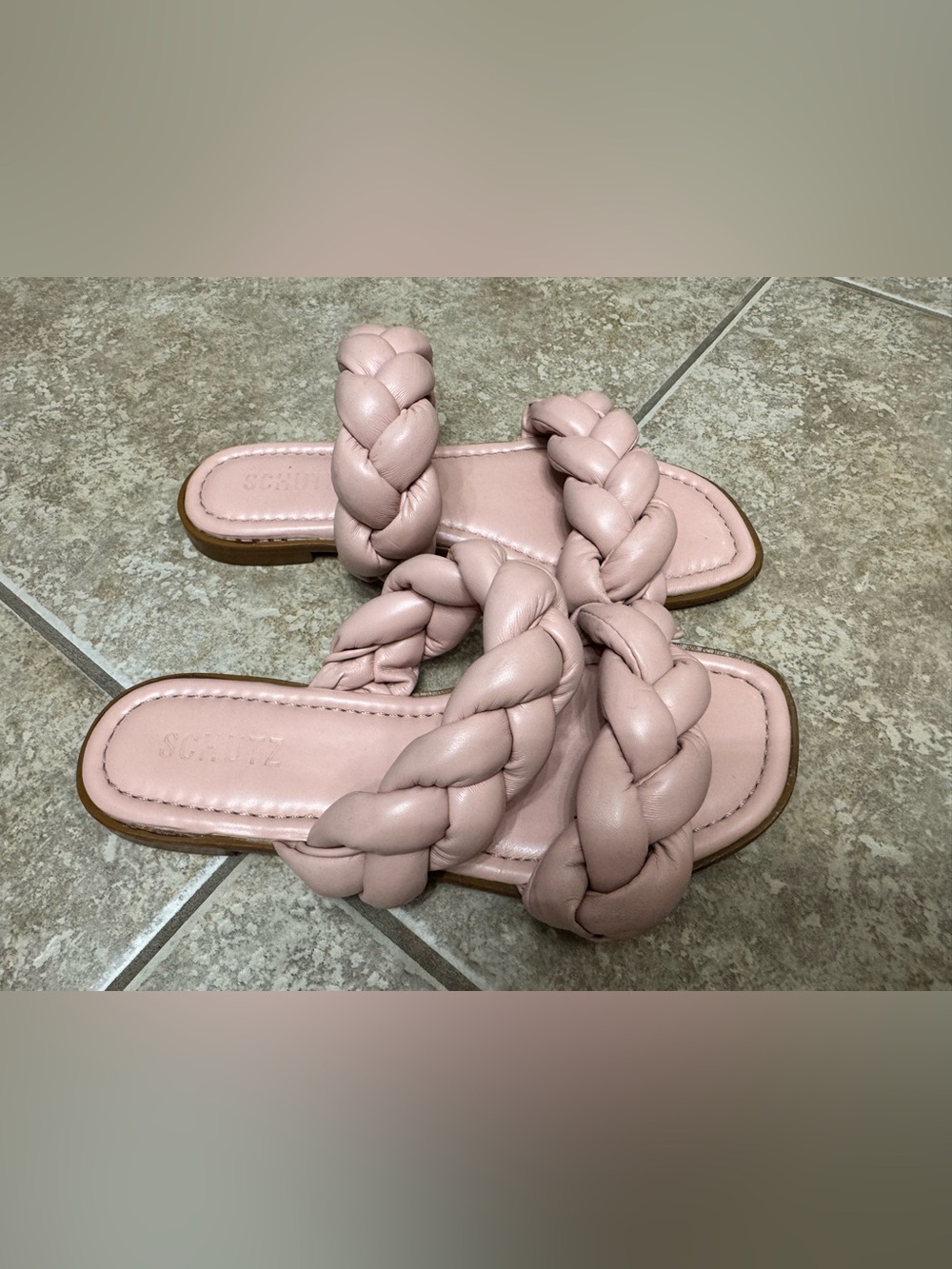SCHUTZ Pink Braided Double-Strap Slide Sandals - Picture 3 of 3